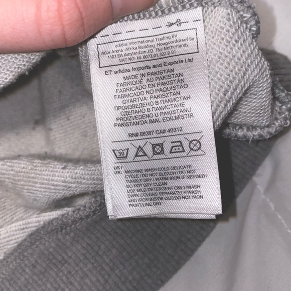 ADIDAS HEATHER GREY GRAY FLEECE PULLOVER HOODIE OVERSIZE ADICOLOR TREFOIL JACKET - Picture 6 of 8